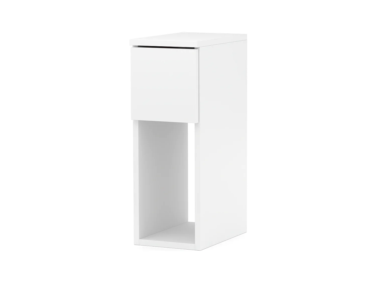 Table de chevet Blanche, étroite 20 cm, petite table de nuit loft compacte pour chambre
