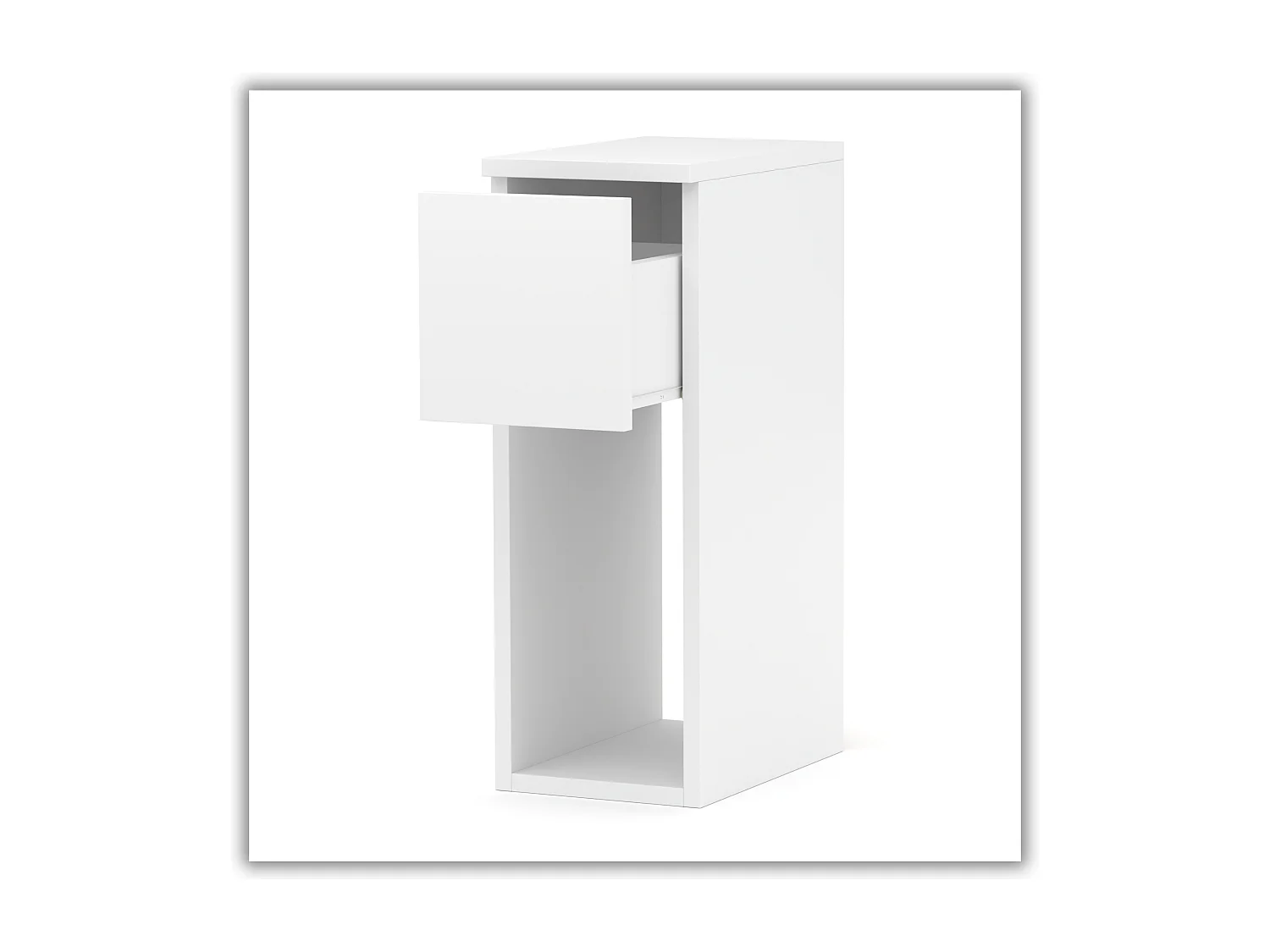 Table de chevet Blanche, étroite 20 cm, petite table de nuit loft compacte pour chambre