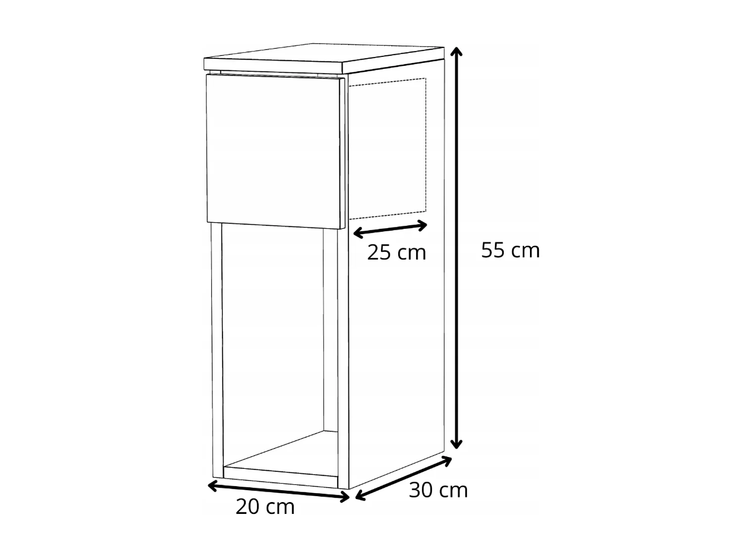 Table de chevet Blanche, étroite 20 cm, petite table de nuit loft compacte pour chambre