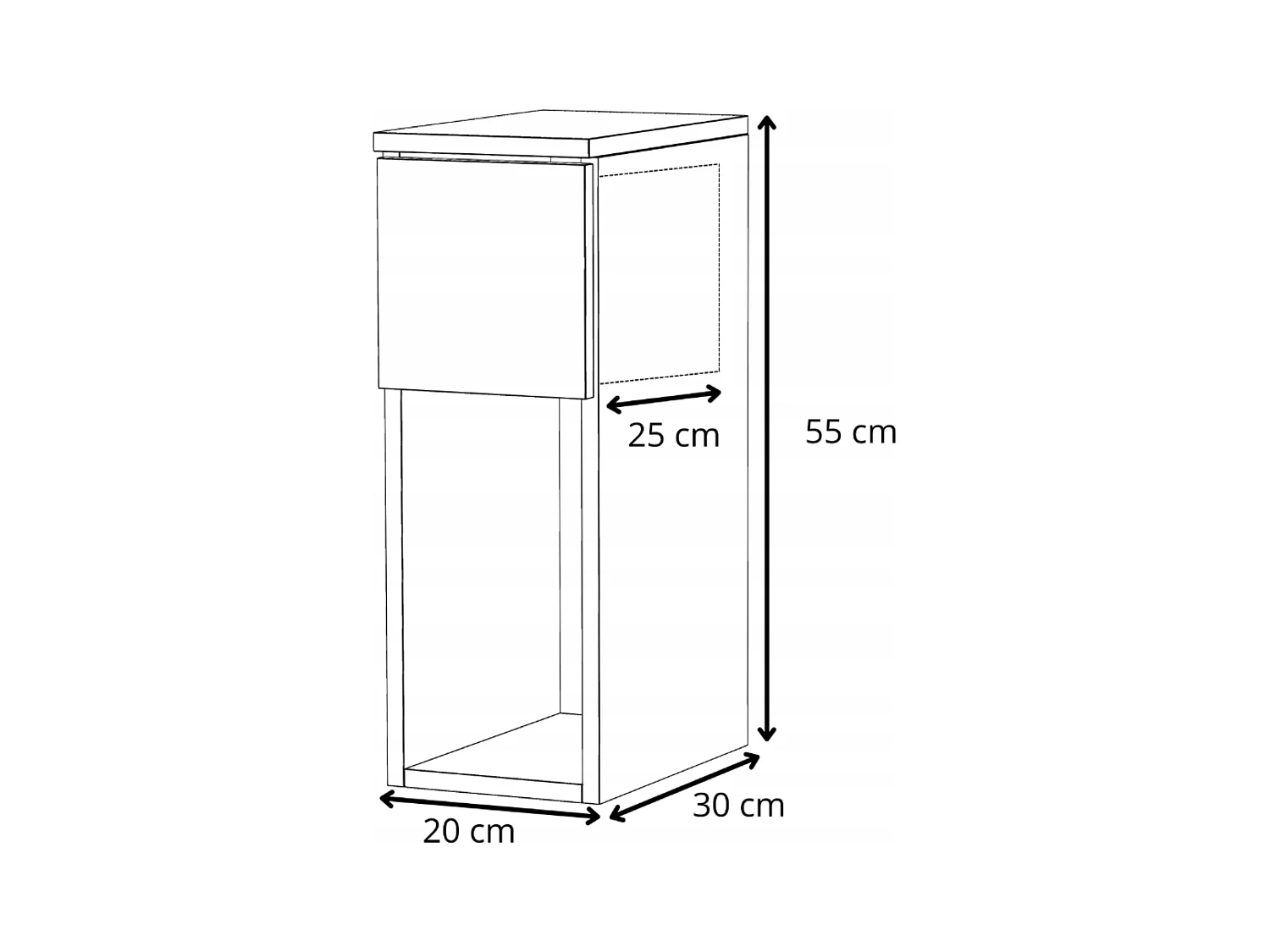 Table de chevet étroite 20 cm couleur Cachemire Beige, petite table de nuit pour chambre