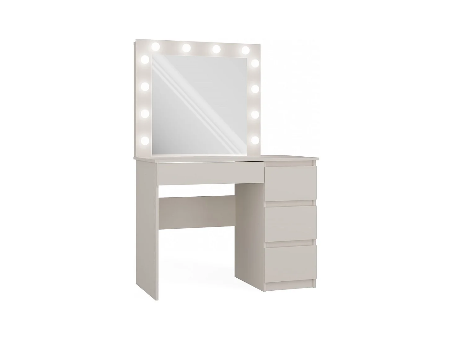 Toeletta da trucco moderna con LED e cassetti a destra beige TOT2