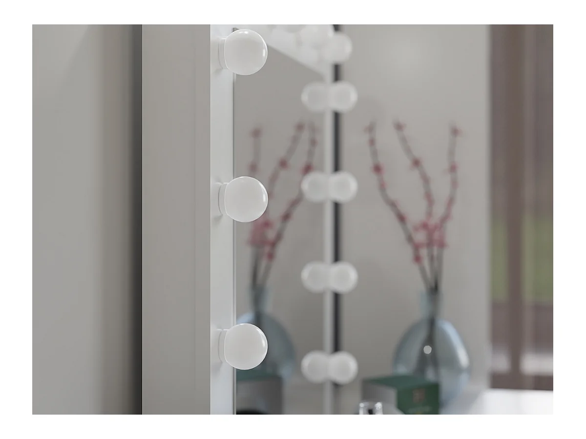 Toeletta da trucco moderna con LED e cassetti a destra beige TOT2