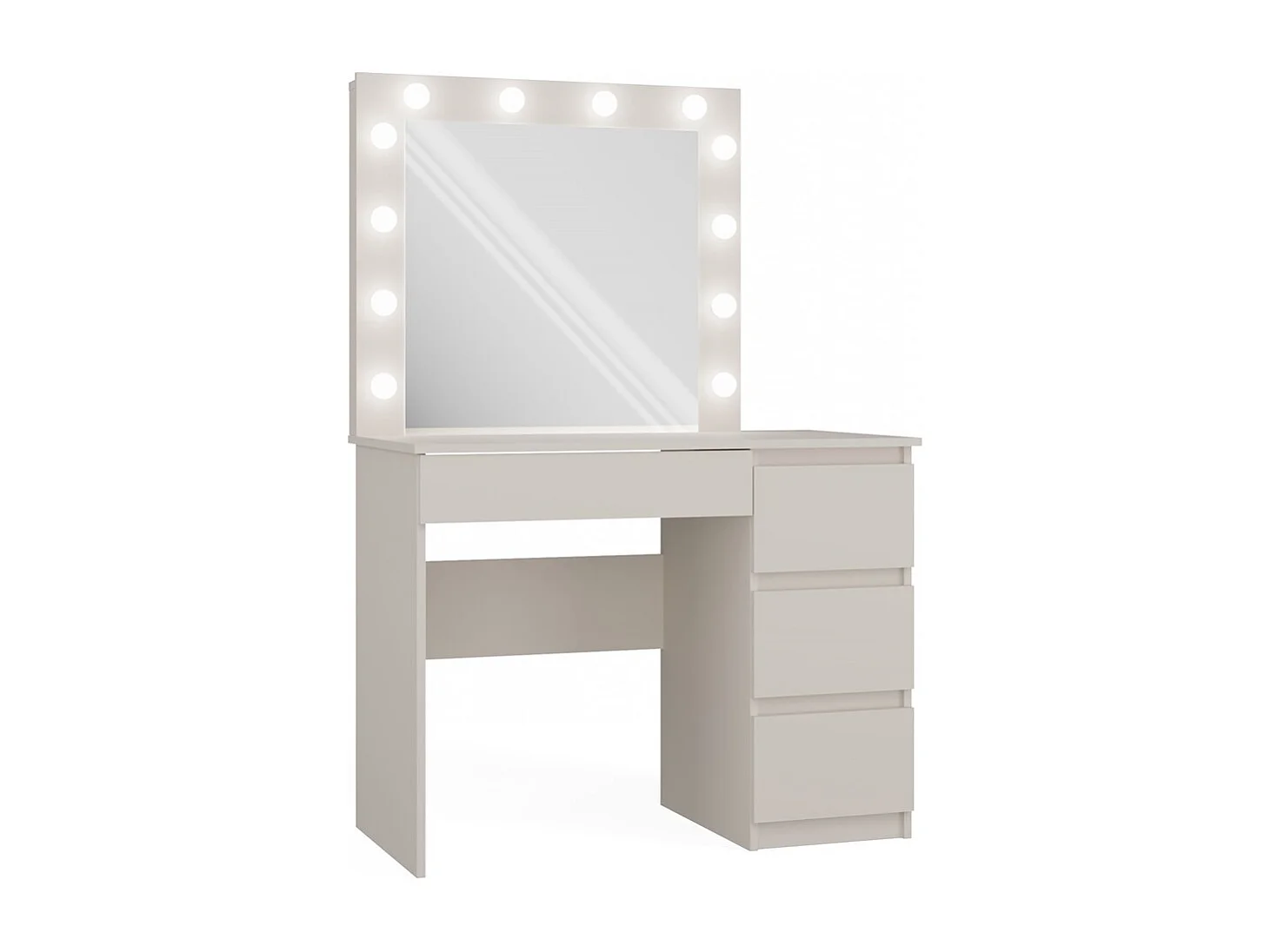 Toeletta da trucco moderna con LED e cassetti a destra beige TOT2