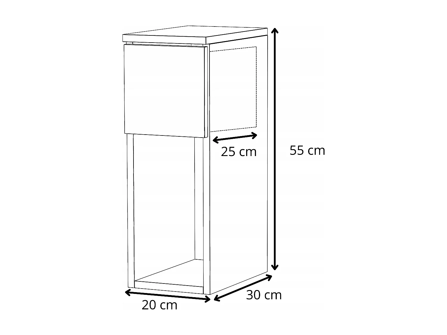 Table de chevet scandinave blanche et chêne Wotan, étroite 20cm avec tiroir, table de nuit