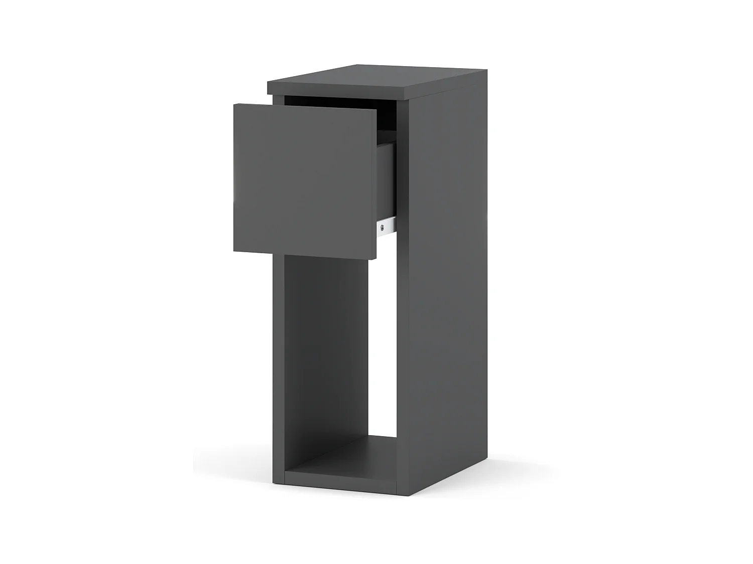 Table de chevet gris mat 20 cm – table d’appoint moderne et étroite avec tiroir pour chambre à coucher