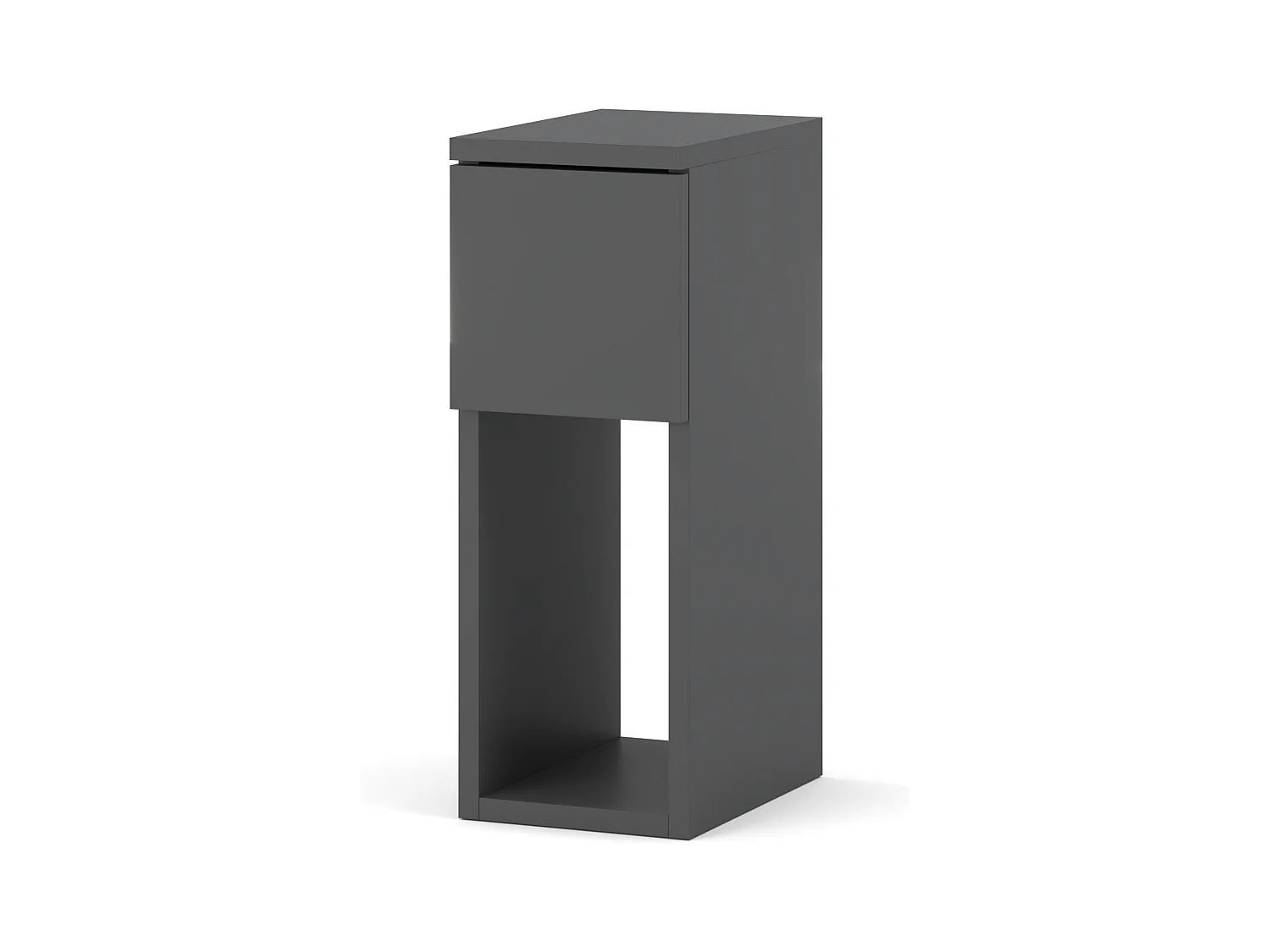 Table de chevet gris mat 20 cm – table d’appoint moderne et étroite avec tiroir pour chambre à coucher