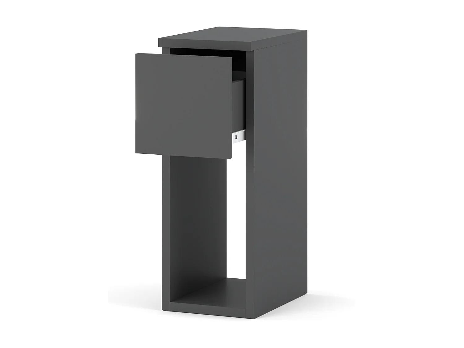 Table de chevet gris mat 20 cm – table d’appoint moderne et étroite avec tiroir pour chambre à coucher