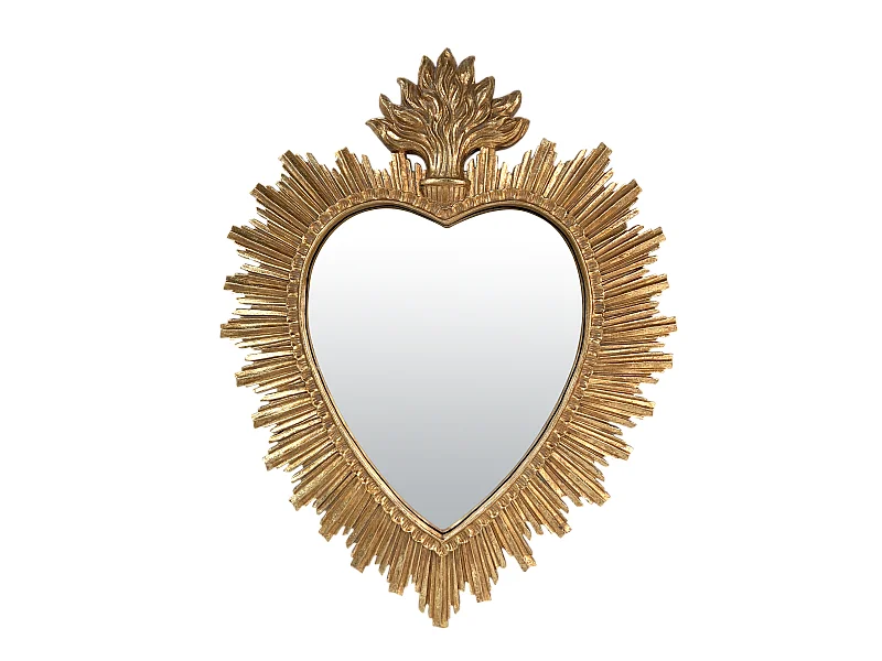 Déco miroir ex-voto coeur soleil 30.8x39.2cm