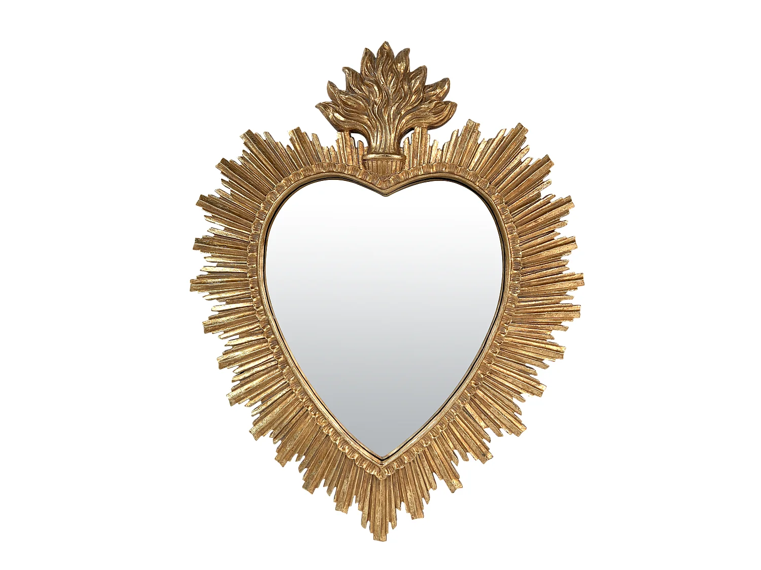Déco miroir ex-voto coeur soleil 30.8x39.2cm