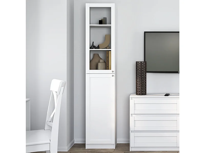 Vetrina 40x200x31 cm a 2 ante bianca VT2