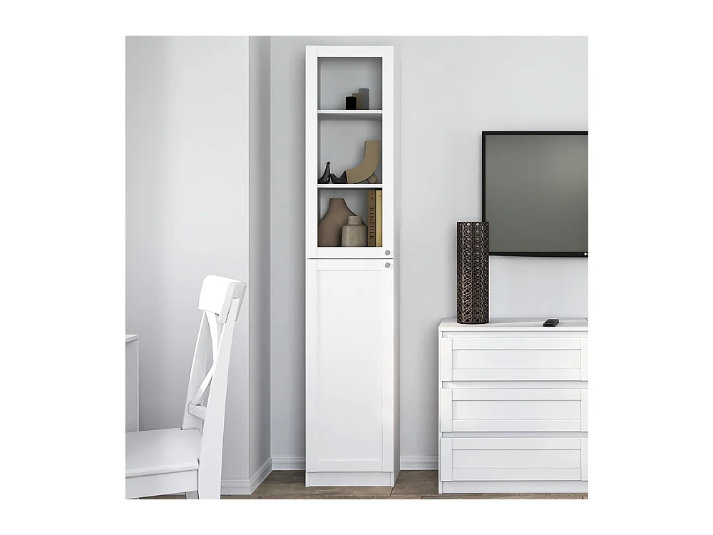 Vetrina 40x200x31 cm a 2 ante bianca VT2