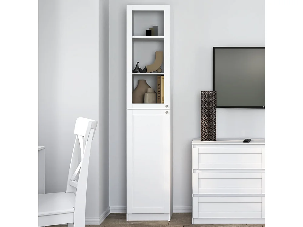 Vetrina 40x200x31 cm a 2 ante bianca VT2