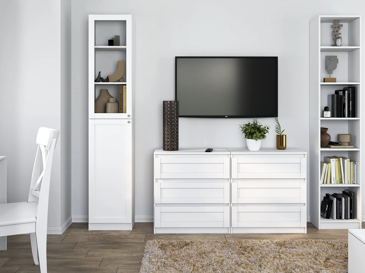 Vetrina 40x200x31 cm a 2 ante bianca VT2