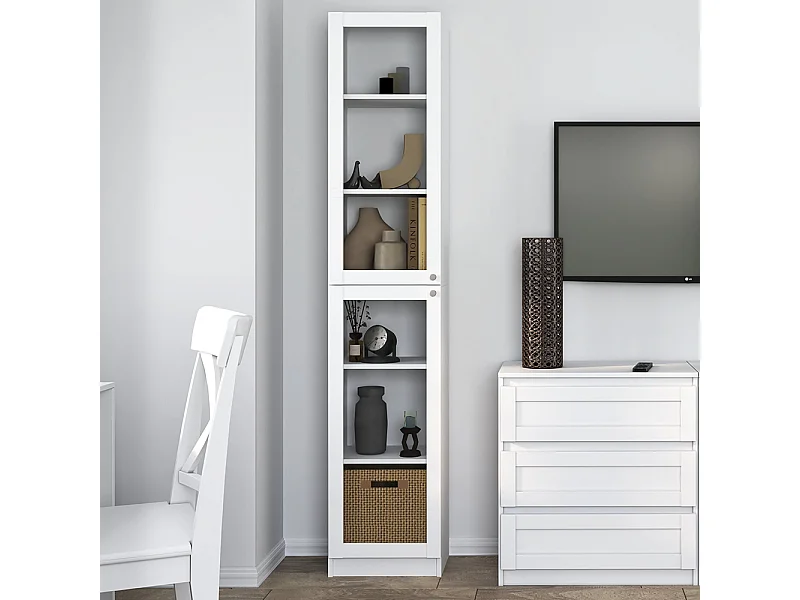 Vetrinetta 40x200x31 cm con 5 ripiani bianca VT1