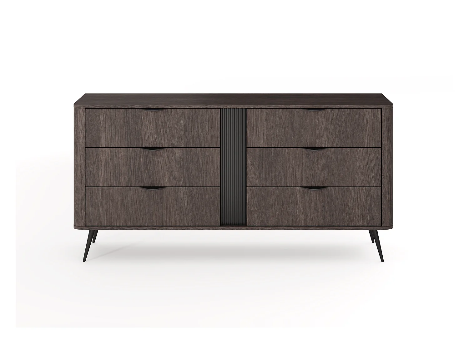 Cassettiera moderna 163x81 cm con 6 cassetti quercia scuro CLK13