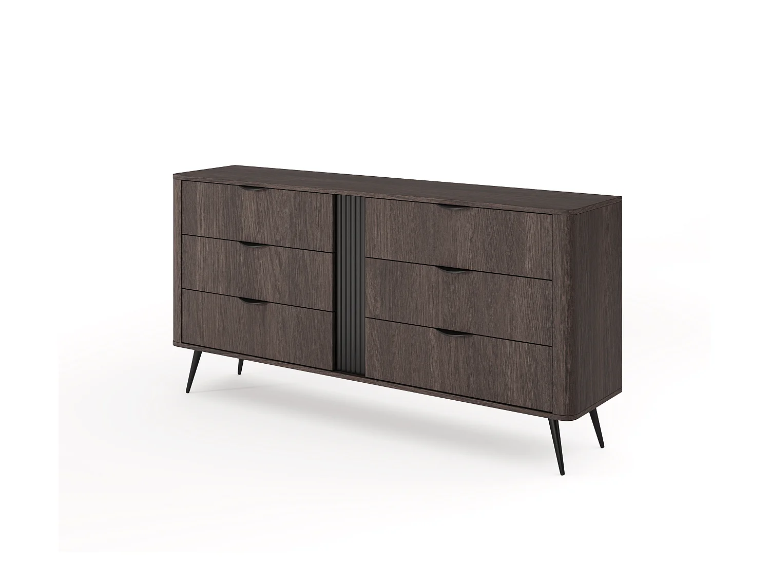 Cassettiera moderna 163x81 cm con 6 cassetti quercia scuro CLK13