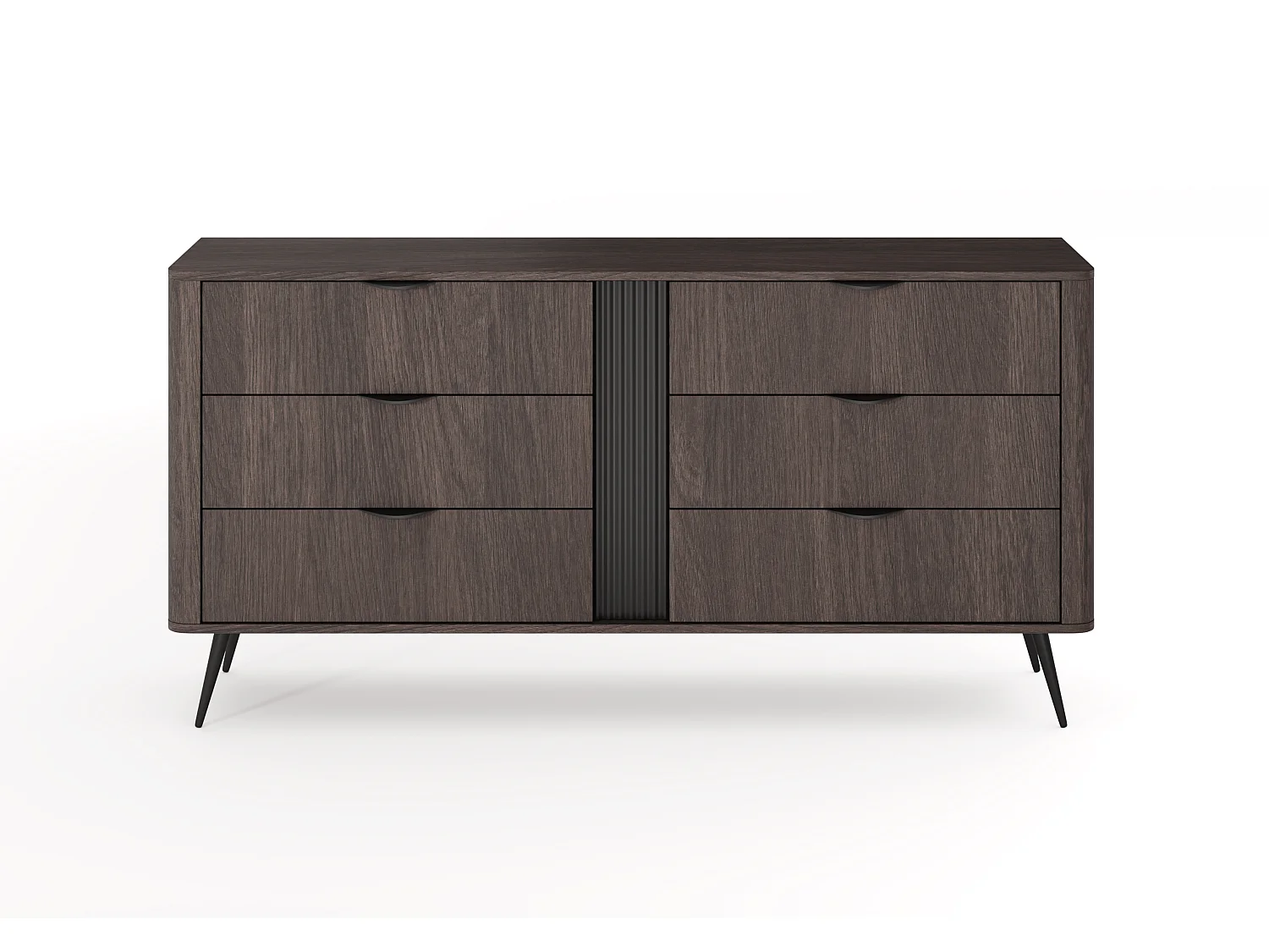 Cassettiera moderna 163x81 cm con 6 cassetti quercia scuro CLK13