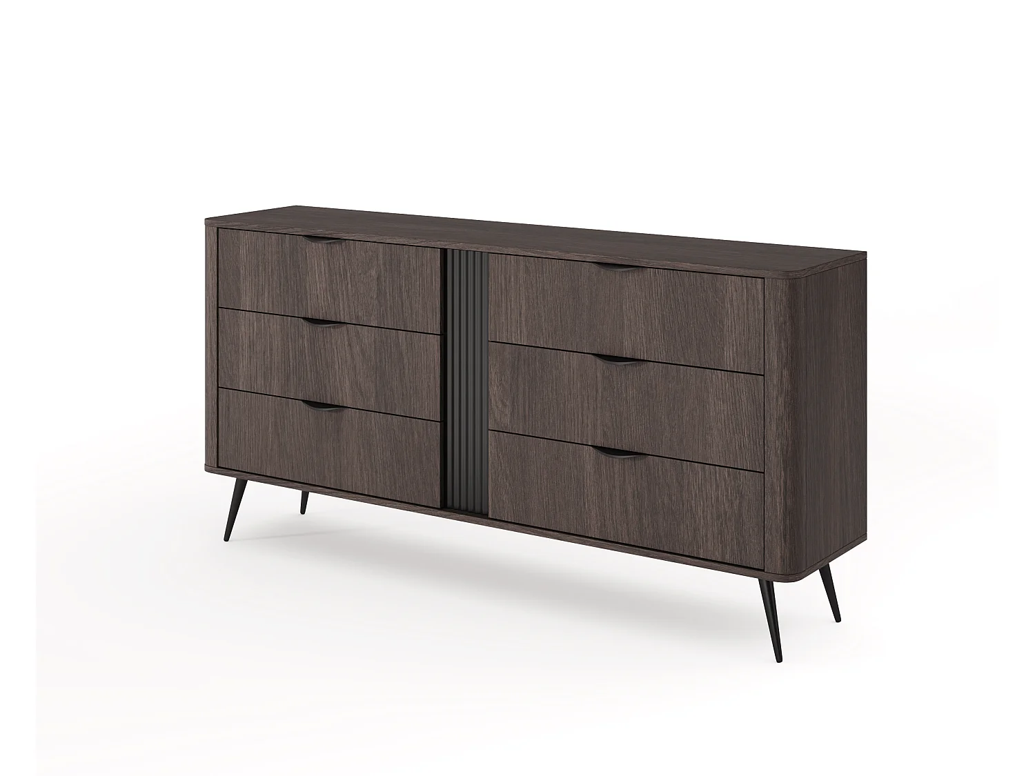 Cassettiera moderna 163x81 cm con 6 cassetti quercia scuro CLK13