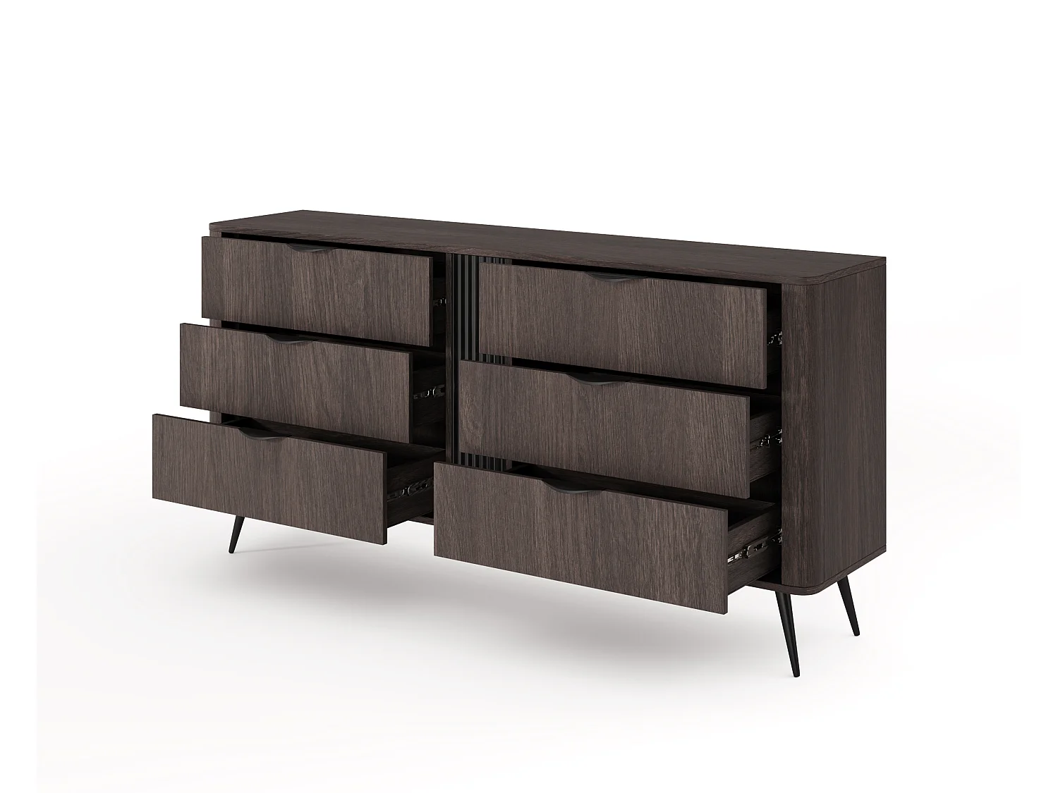 Cassettiera moderna 163x81 cm con 6 cassetti quercia scuro CLK13