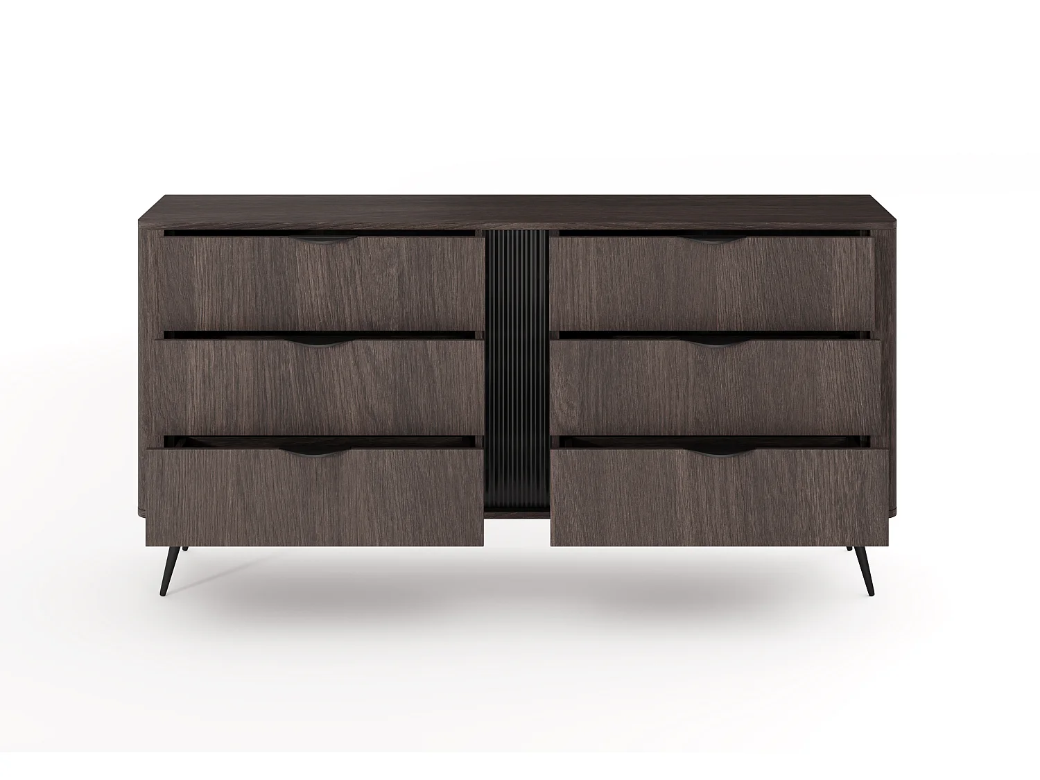 Cassettiera moderna 163x81 cm con 6 cassetti quercia scuro CLK13