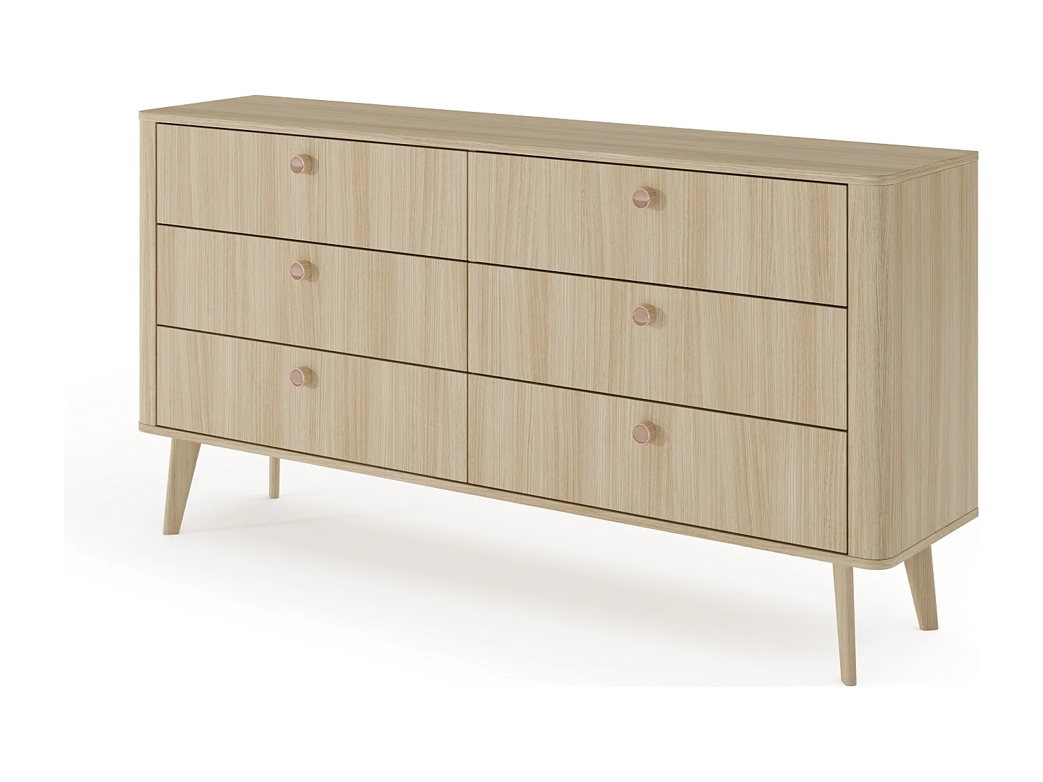 Cassettiera moderna 163,2x83,2 cm con 6 cassetti in rovere chiaro CLK15