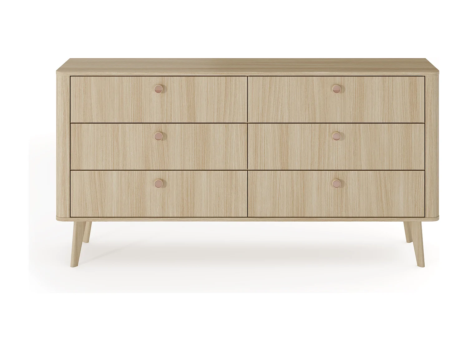 Cassettiera moderna 163,2x83,2 cm con 6 cassetti in rovere chiaro CLK15