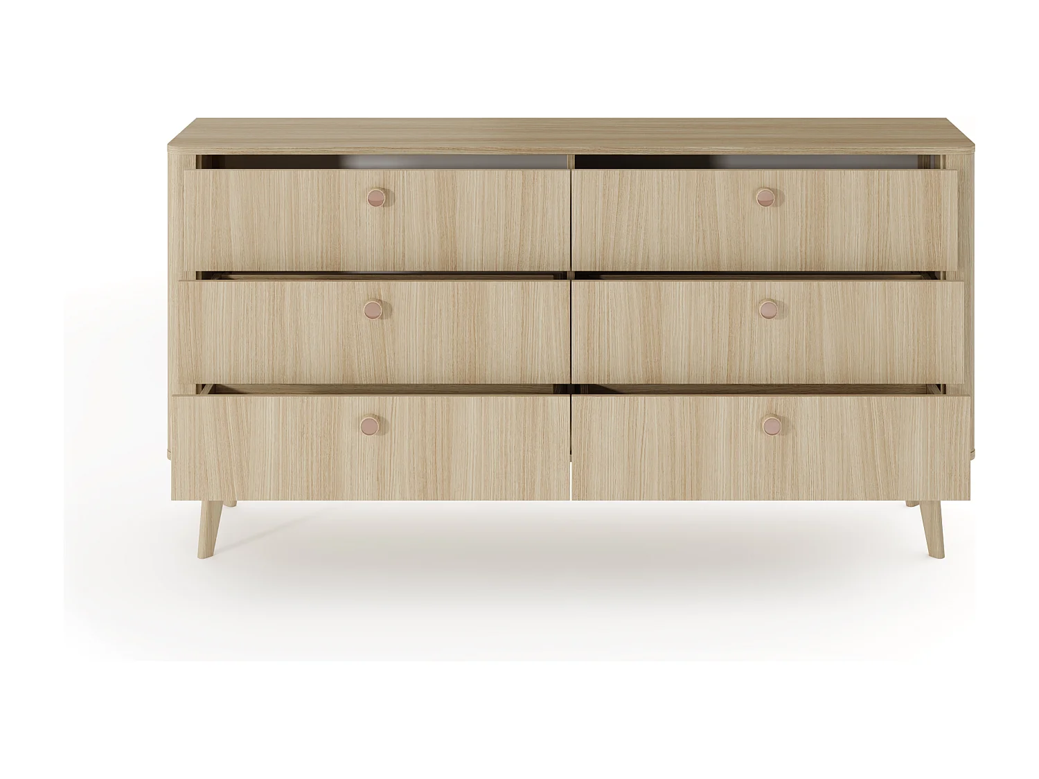 Cassettiera moderna 163,2x83,2 cm con 6 cassetti in rovere chiaro CLK15