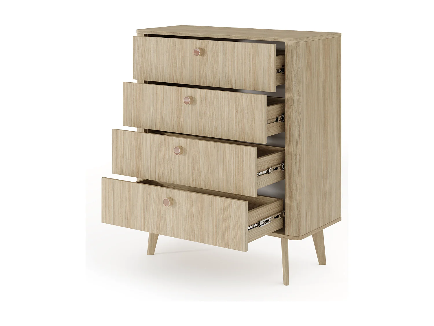 Cassettiera piccola 88x103 cm con 4 cassetti in rovere chiaro CLK14