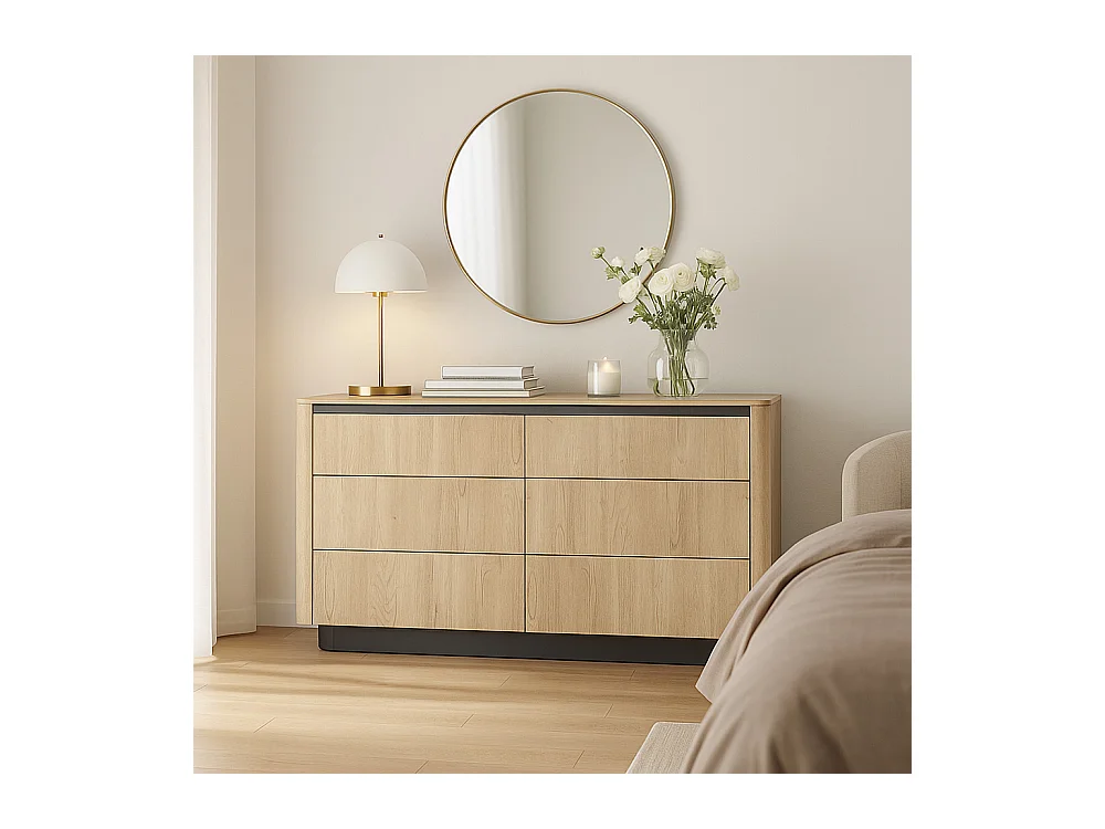 Cassettiera moderna con 6 cassetti in rovere e nero CLK12