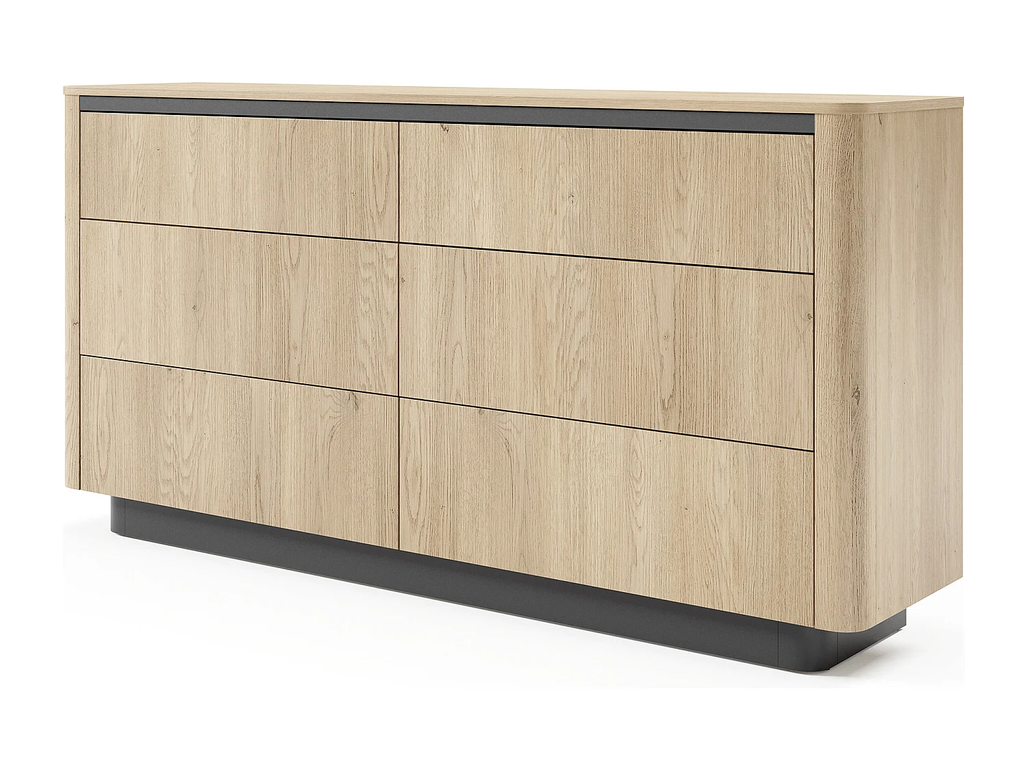 Cassettiera moderna con 6 cassetti in rovere e nero CLK12