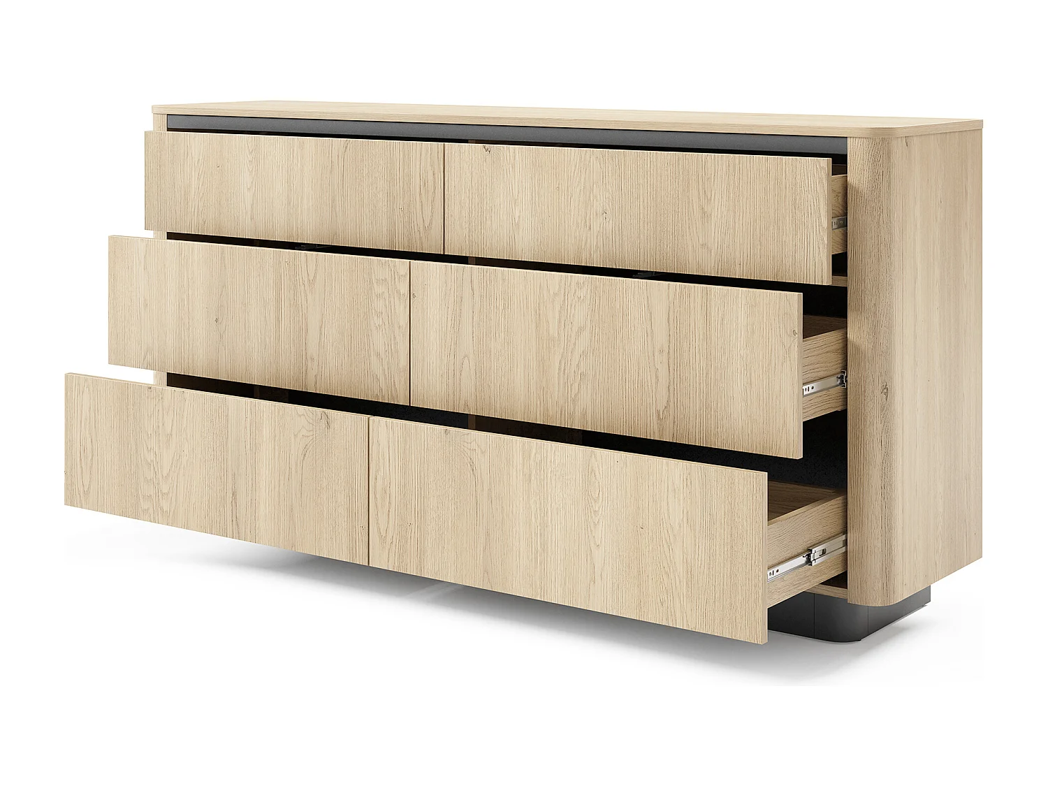 Cassettiera moderna con 6 cassetti in rovere e nero CLK12