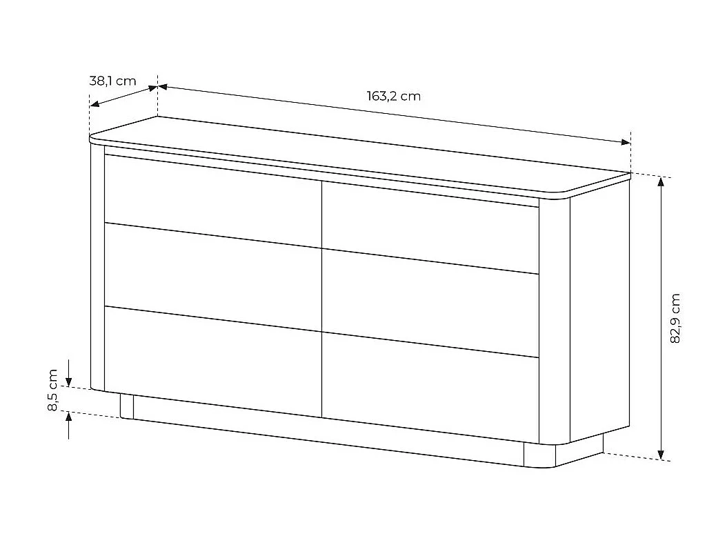 Cassettiera moderna con 6 cassetti in rovere e nero CLK12