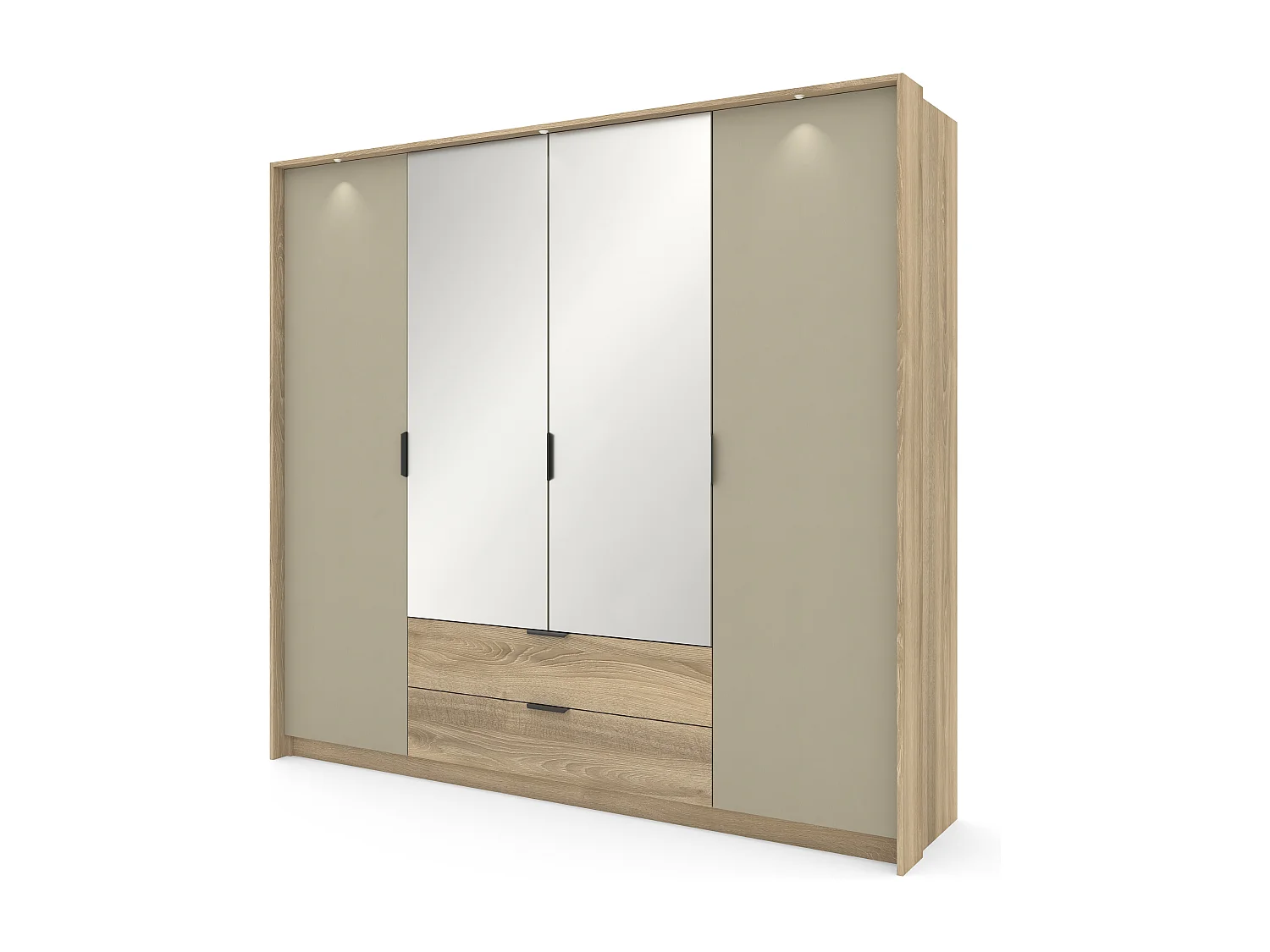 Armadio a 4 ante con chiusura ammortizzata rovere e grigio pietra ALK14