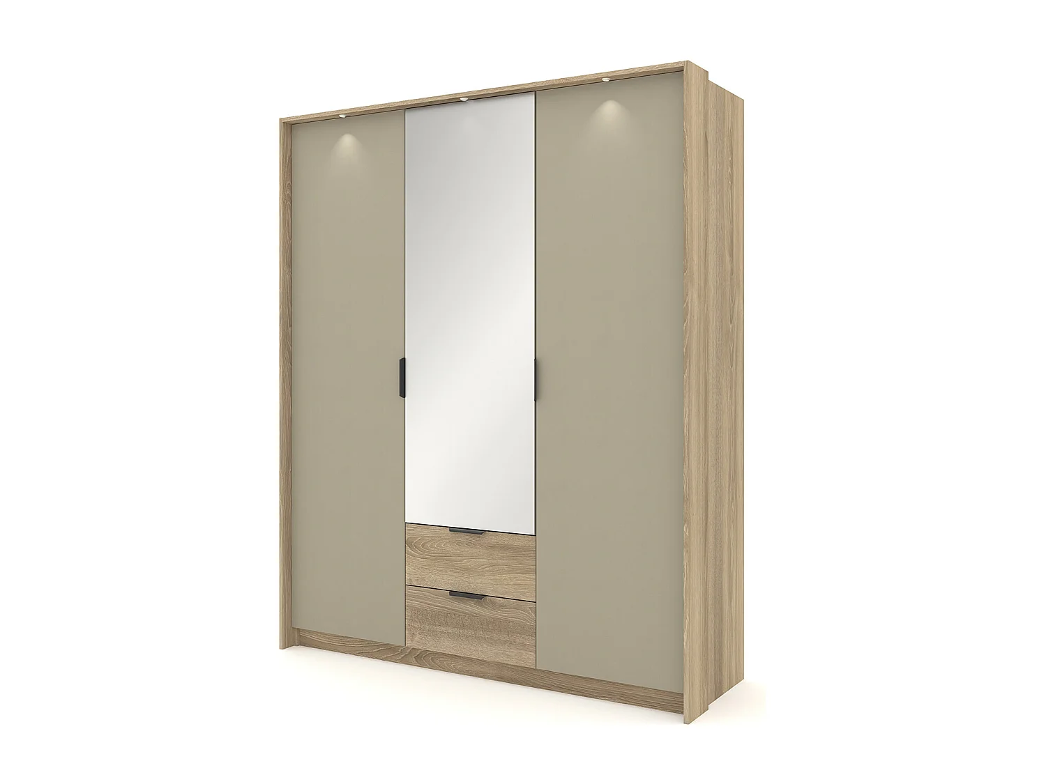 Armadio moderno a 3 ante soft-close in rovere e grigio pietra ALK15