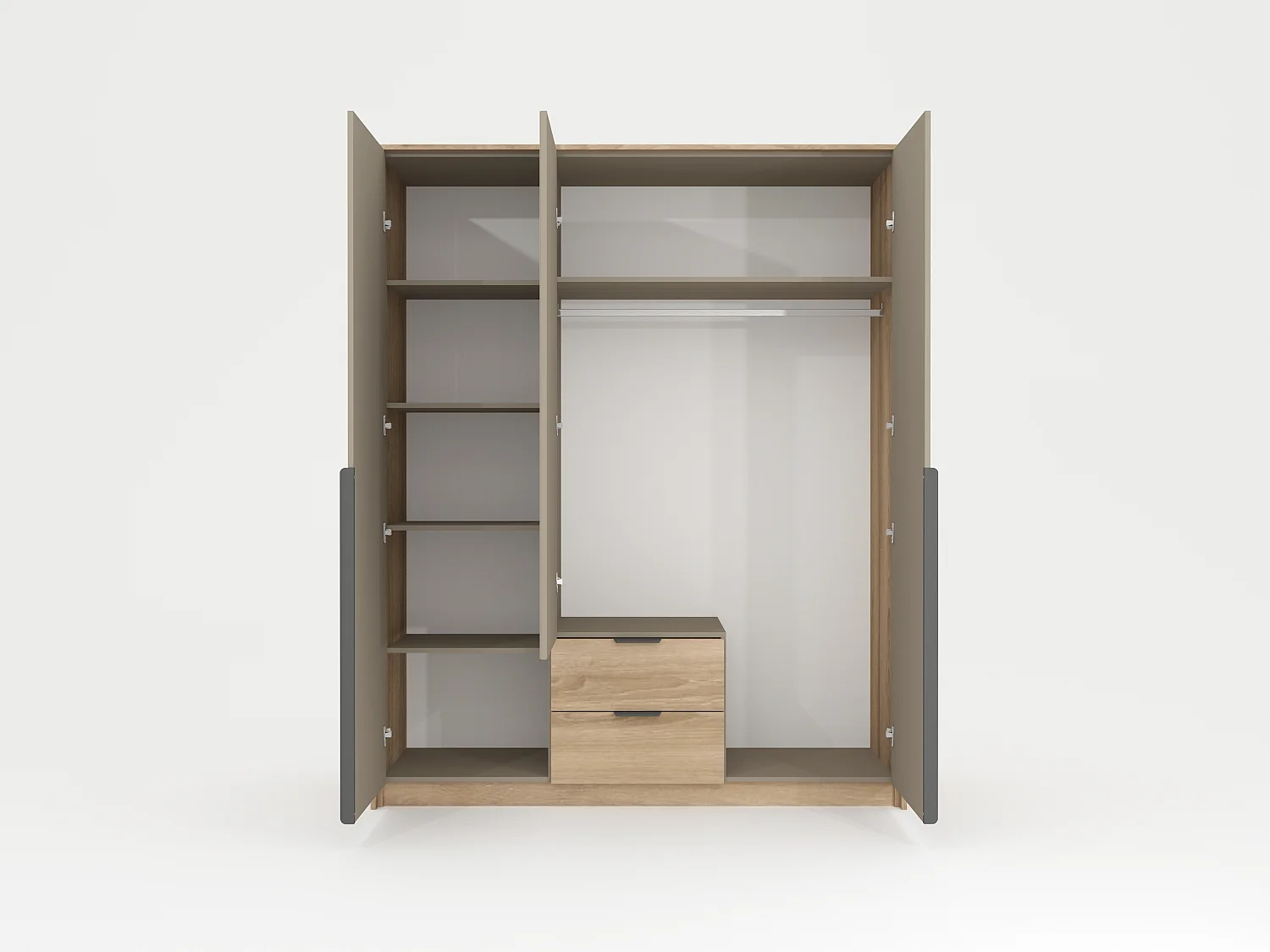 Armadio moderno a 3 ante soft-close in rovere e grigio pietra ALK15