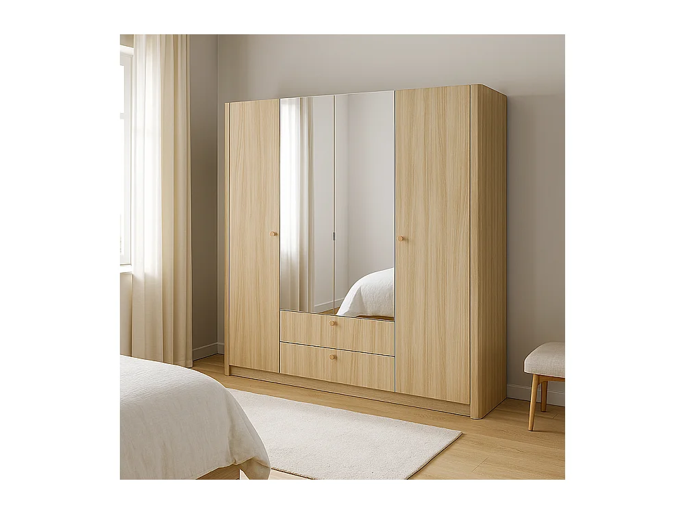 Armadio moderno 213x208,4 cm a 4 ante battenti in ALK16