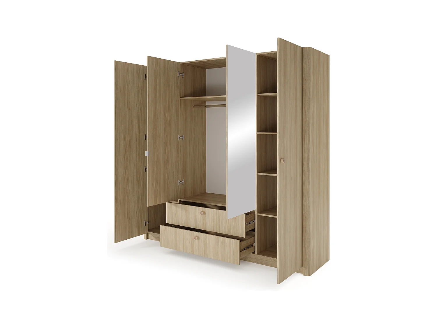 Armadio moderno 213x208,4 cm a 4 ante battenti in ALK16