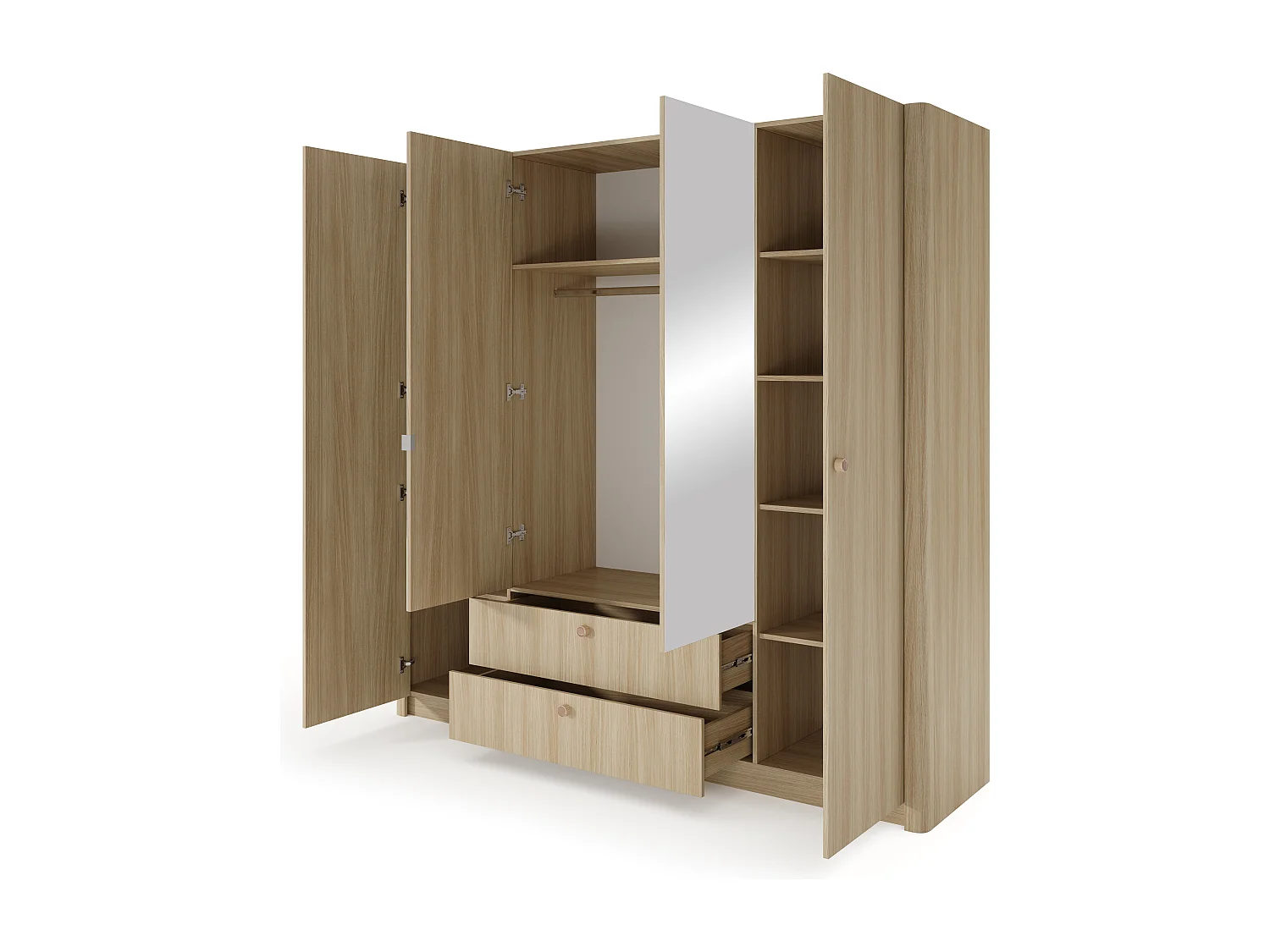 Armadio moderno 213x208,4 cm a 4 ante battenti in ALK16