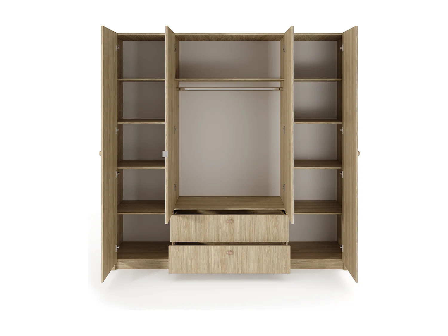 Armadio moderno 213x208,4 cm a 4 ante battenti in ALK16