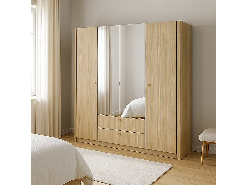 Armadio moderno 213x208,4 cm a 4 ante battenti in ALK16