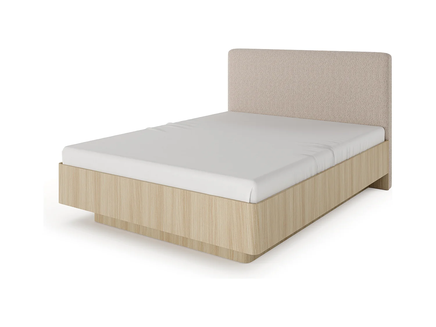 Letto matrimoniale contenitore 160x200 cm con testiera imbottita rovere chiaro LLK15