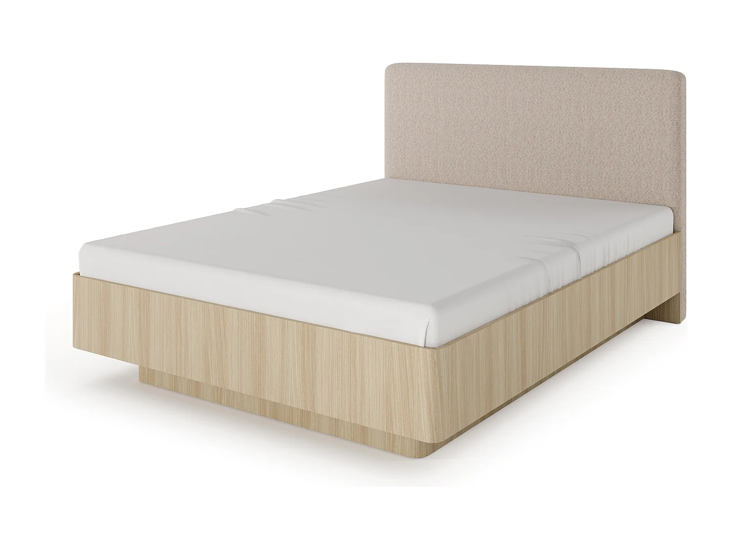 Letto matrimoniale contenitore 160x200 cm con testiera imbottita rovere chiaro LLK15