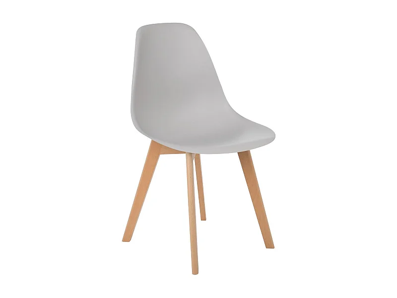 Silla nórdica gris claro y patas de haya clara Nordo - Juego de 2