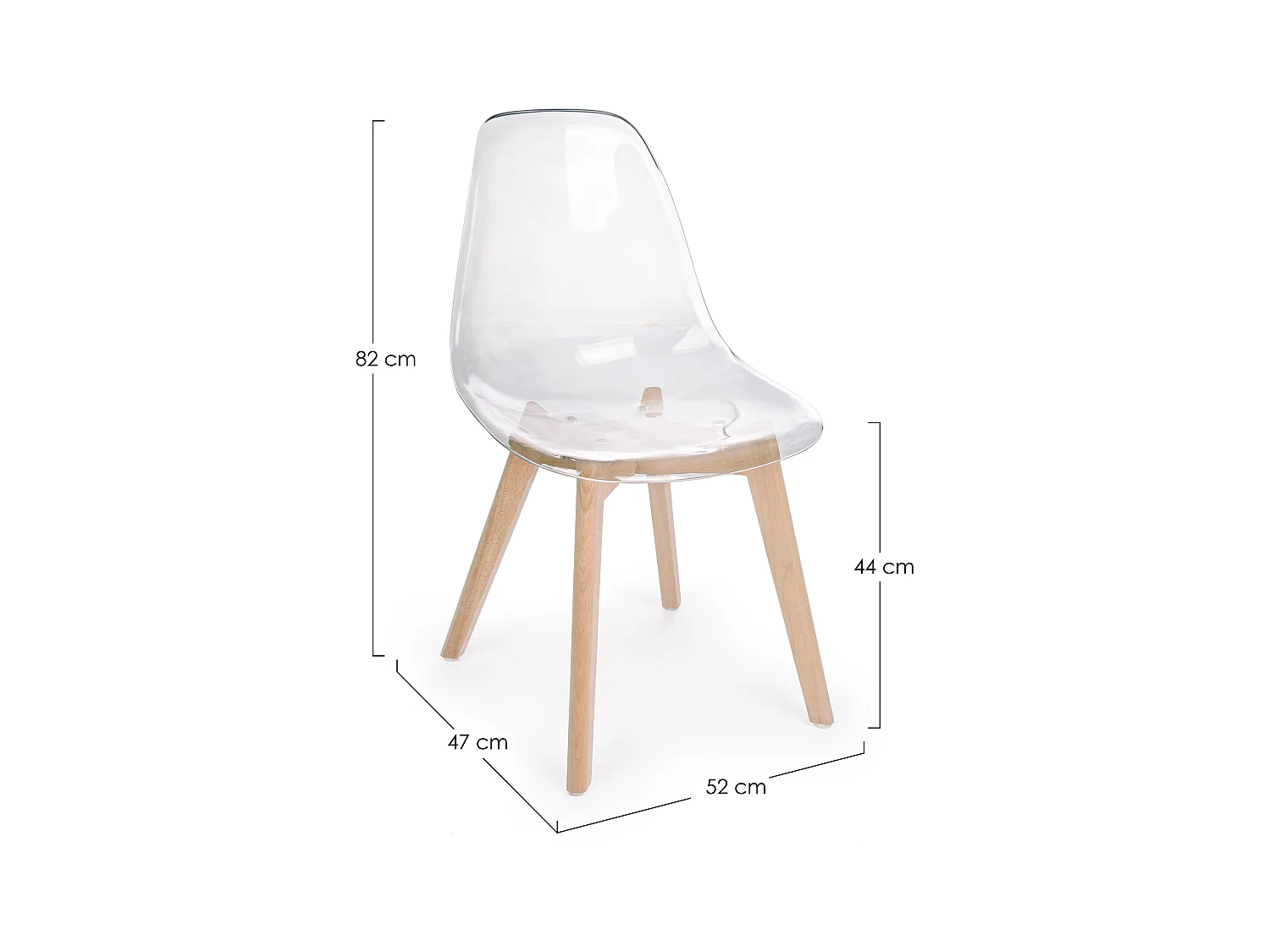Lot de 4 chaises transparentes Edona en polycarbonate - Design épuré-Couleur Transparent