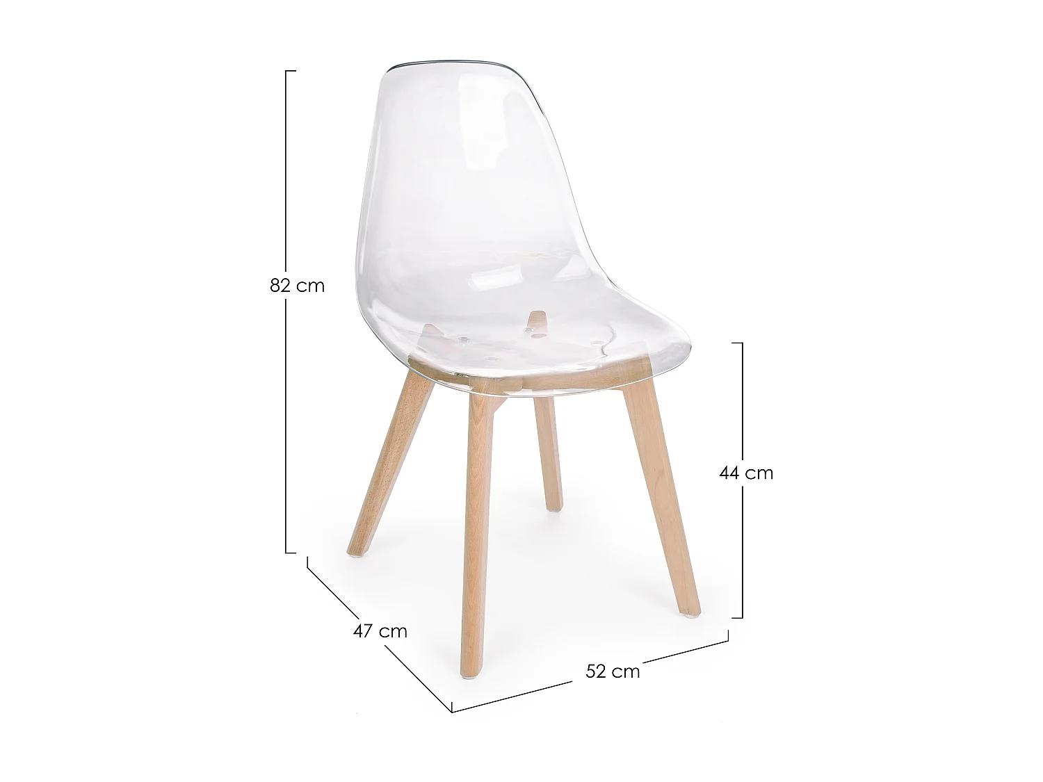 Juego de 4 sillas Edona transparentes en policarbonato - Diseño elegante-Color Transparente