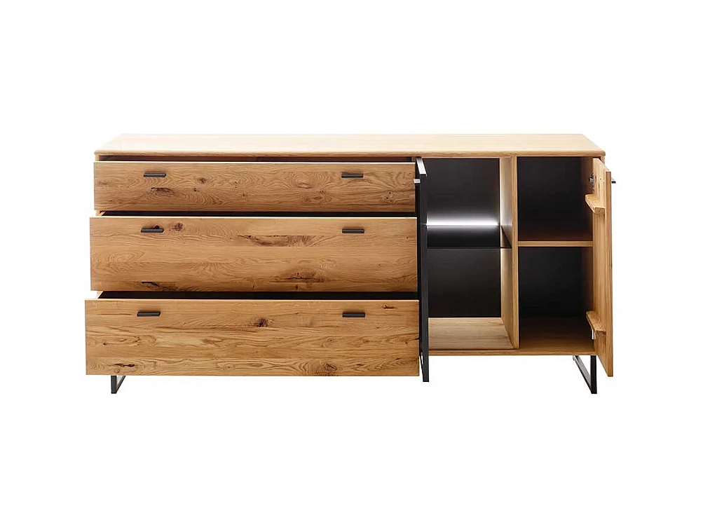 Hochwertiges Sideboard in Wildeichefarben und Anthrazit Glastür