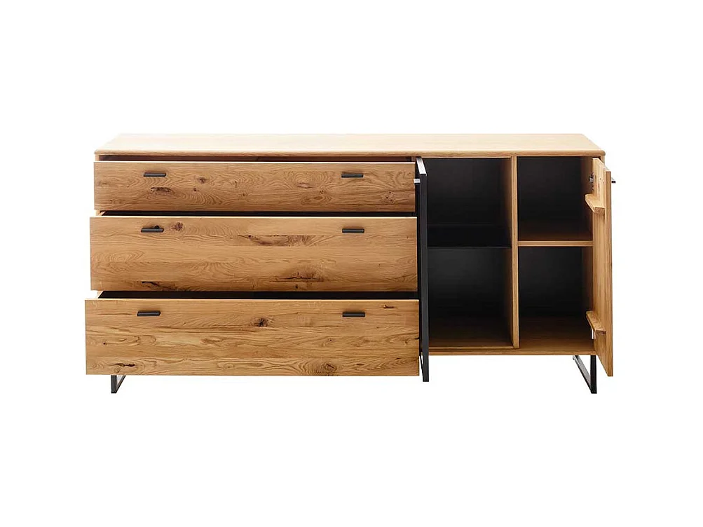 Hochwertiges Sideboard in Wildeichefarben und Anthrazit Glastür