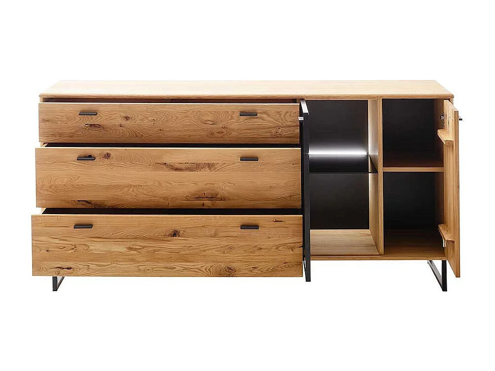 Hochwertiges Sideboard in Wildeichefarben und Anthrazit Glastür