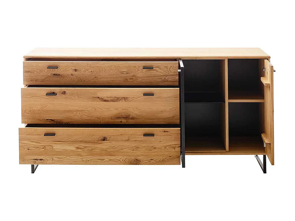 Hochwertiges Sideboard in Wildeichefarben und Anthrazit Glastür