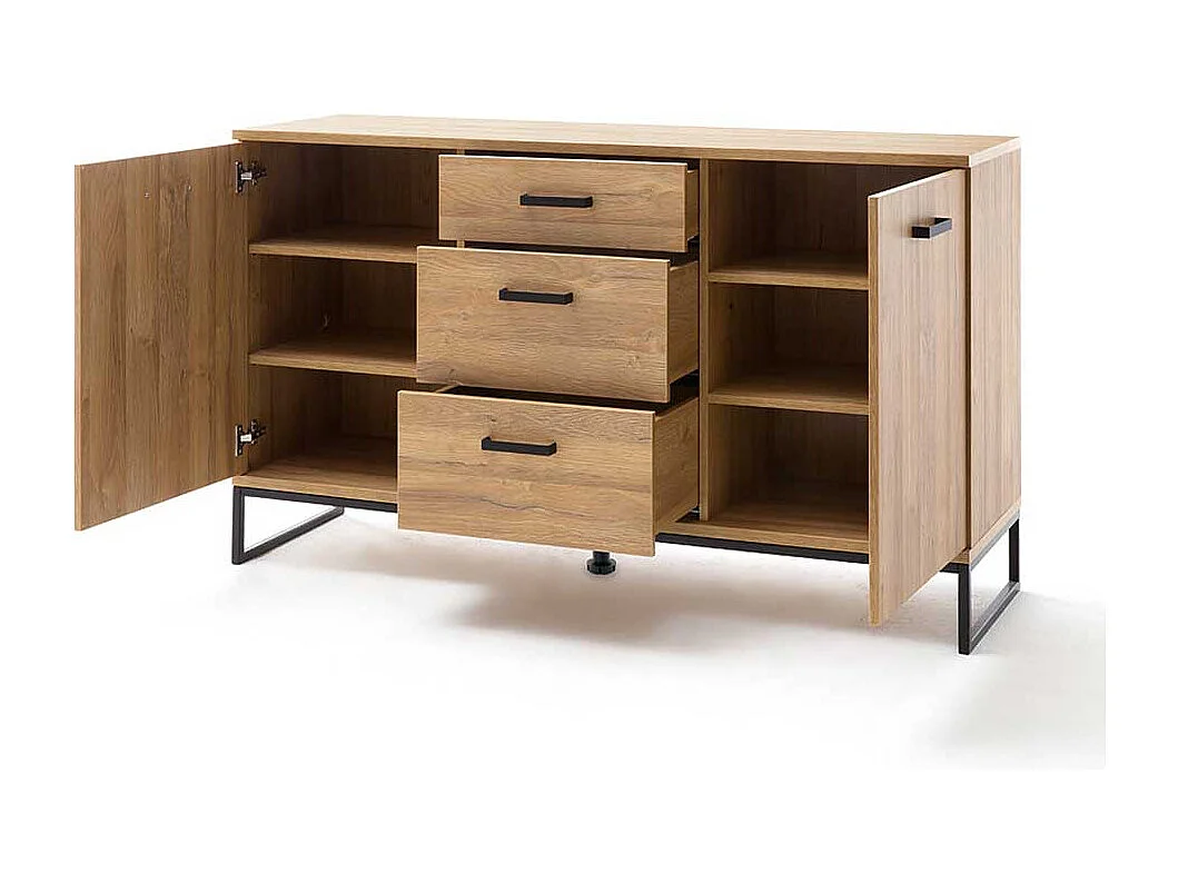 Wohnzimmerkommode in Wildeichefarben und Schwarz modern